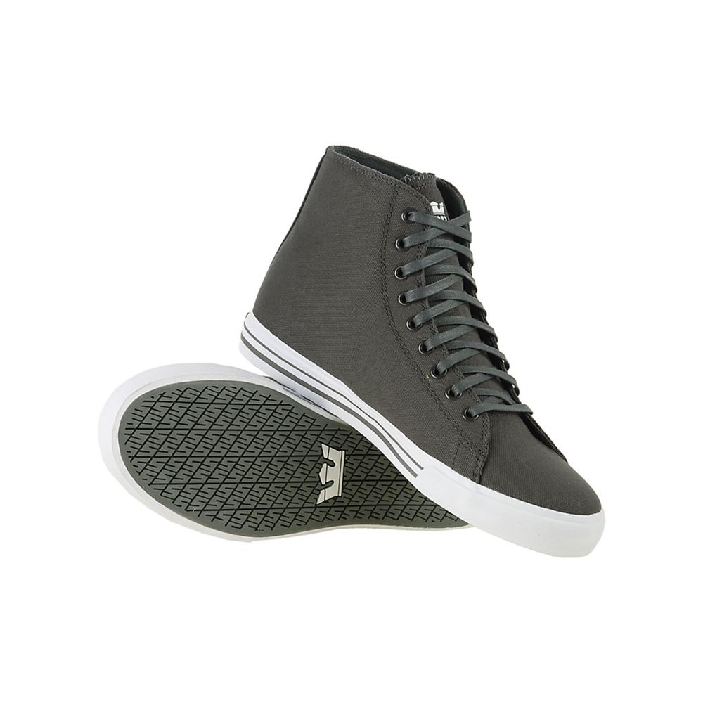 Baskets Montantes Supra Thunder High Grise Grey Canvas Homme | YVR-19199430